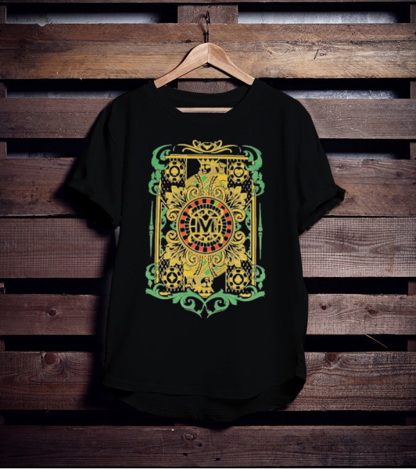 Vegas Matt The King Ornate Card Green Gold Circular M T-Shirt