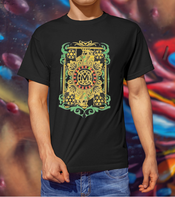 Vegas Matt The King Ornate Card Green Gold Circular M T-Shirt
