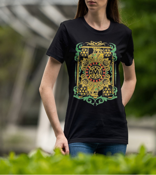Vegas Matt The King Ornate Card Green Gold Circular M T-Shirt