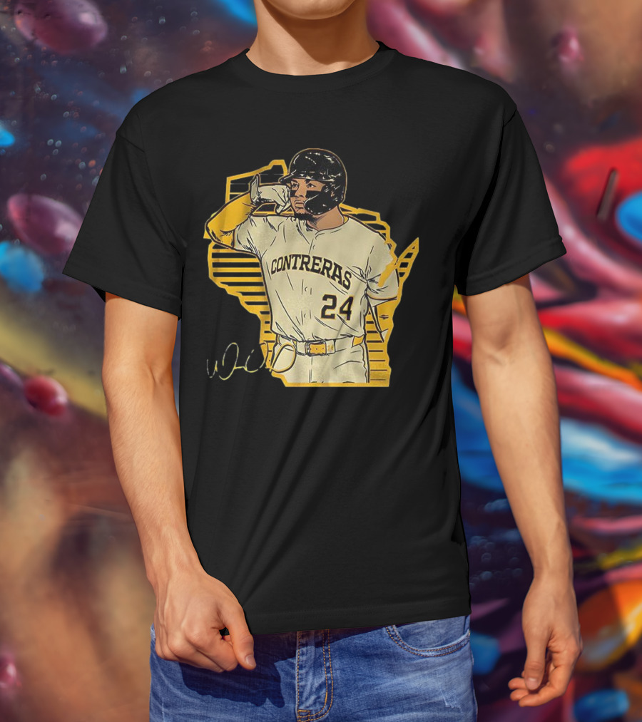 William Contreras Milwaukee Brewers Number 24 Call The 'Pen Signature T-Shirt