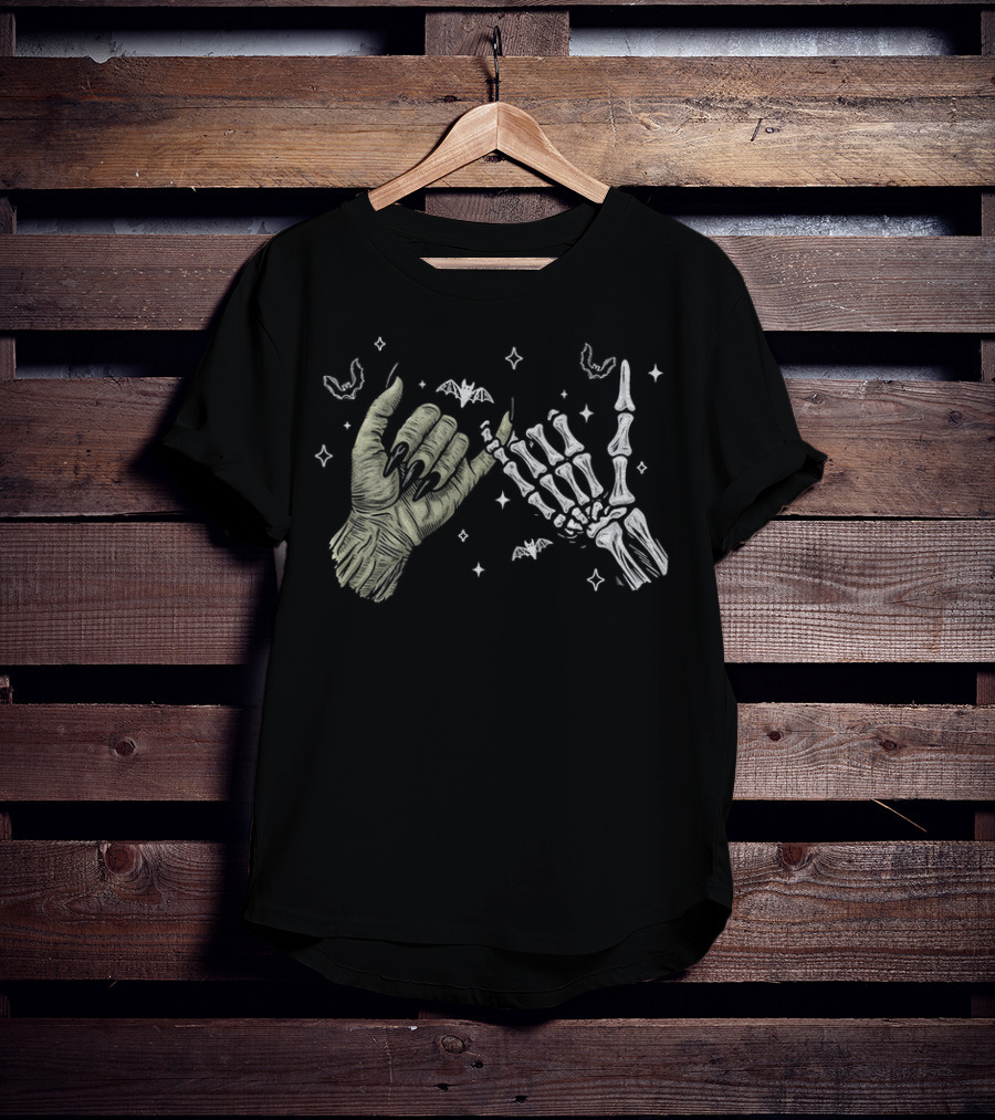 Witch And Skeleton Hands Spooky Season Halloween T-Shirt