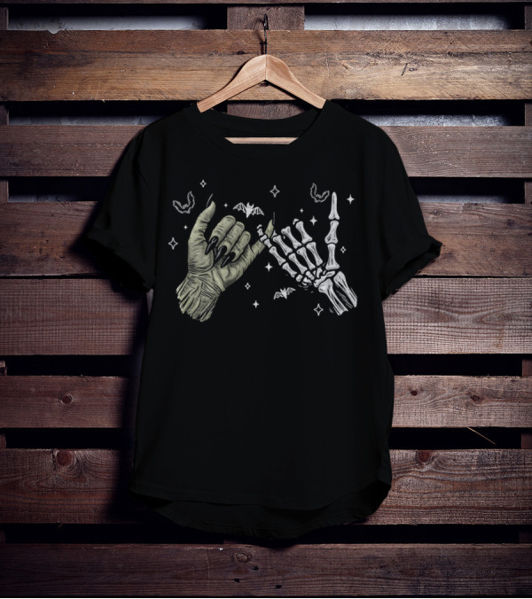 Witch And Skeleton Hands Spooky Season Halloween T-Shirt