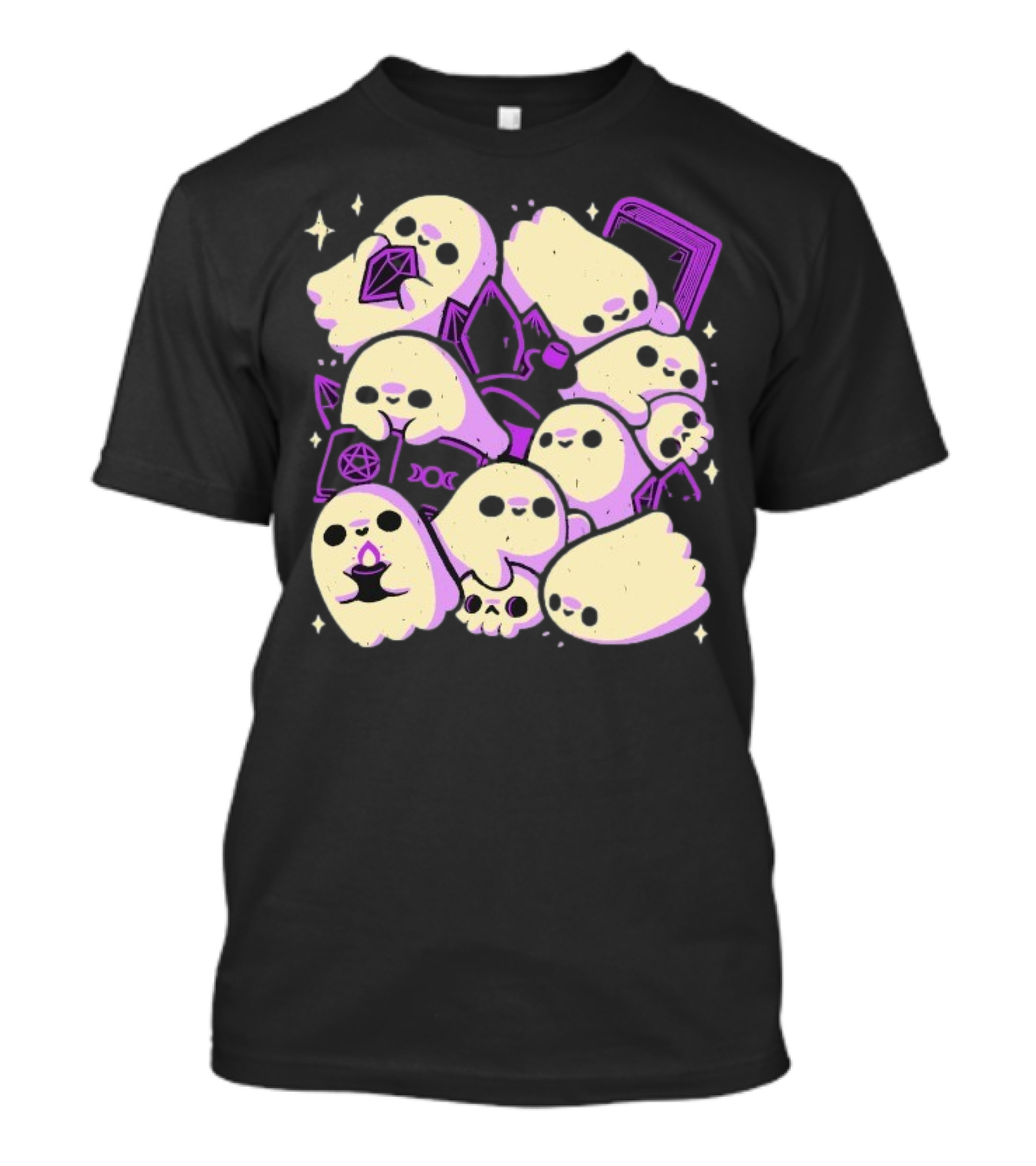 Xmorfina Spooky Cute Ghosts Witchcraft Pentagram Purple Aesthetic T-Shirt