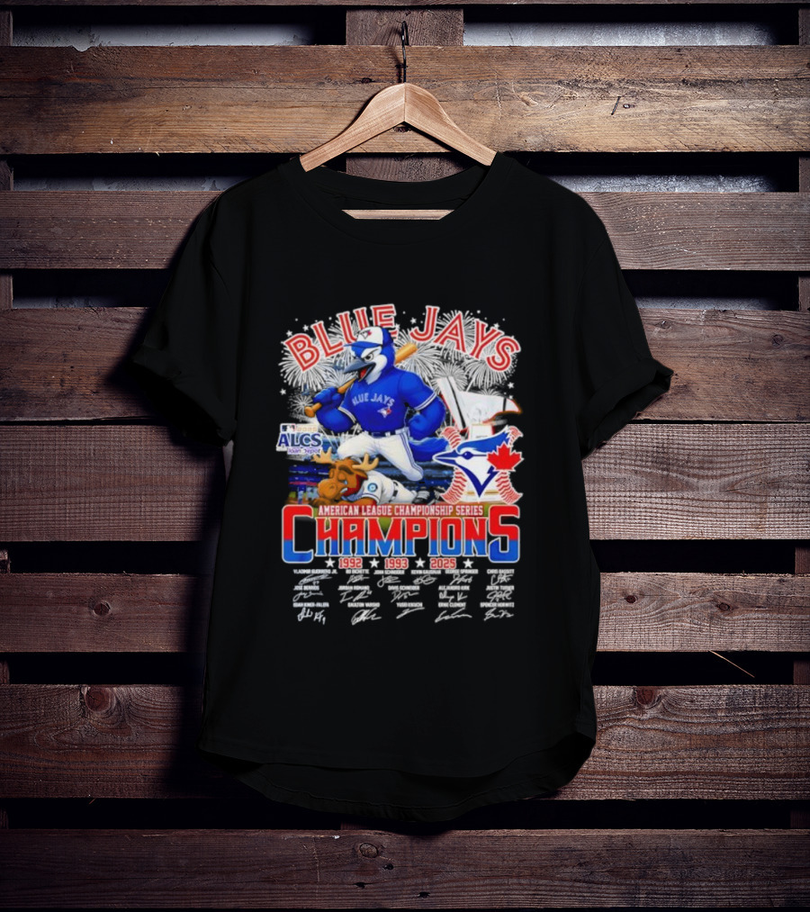 Blue Jays Champions 1992 1993 2025 American League Championship Series ALCS Mascot Signatures T-Shirt