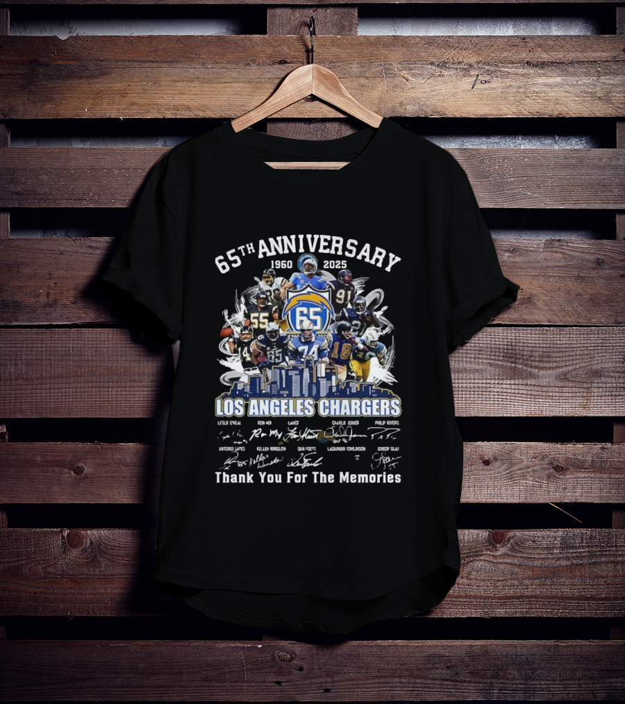 Los Angeles Chargers 65th Anniversary 1960 2025 Thank You For The Memories T-Shirt