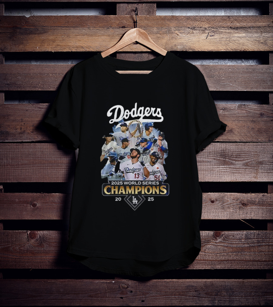 Dodgers 2025 World Series Champions Team Collage T-Shirt