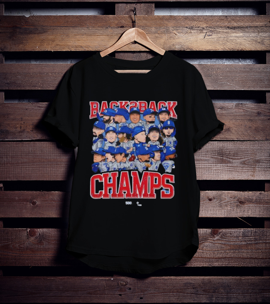 Back2Back Champs Los Angeles Dodgers Players 50th Anniversary T-Shirt