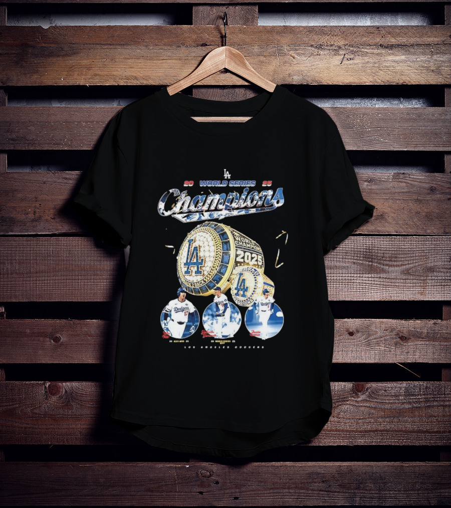Los Angeles Dodgers 2025 World Series Champions Back 2 Back Ring Edition T-Shirt