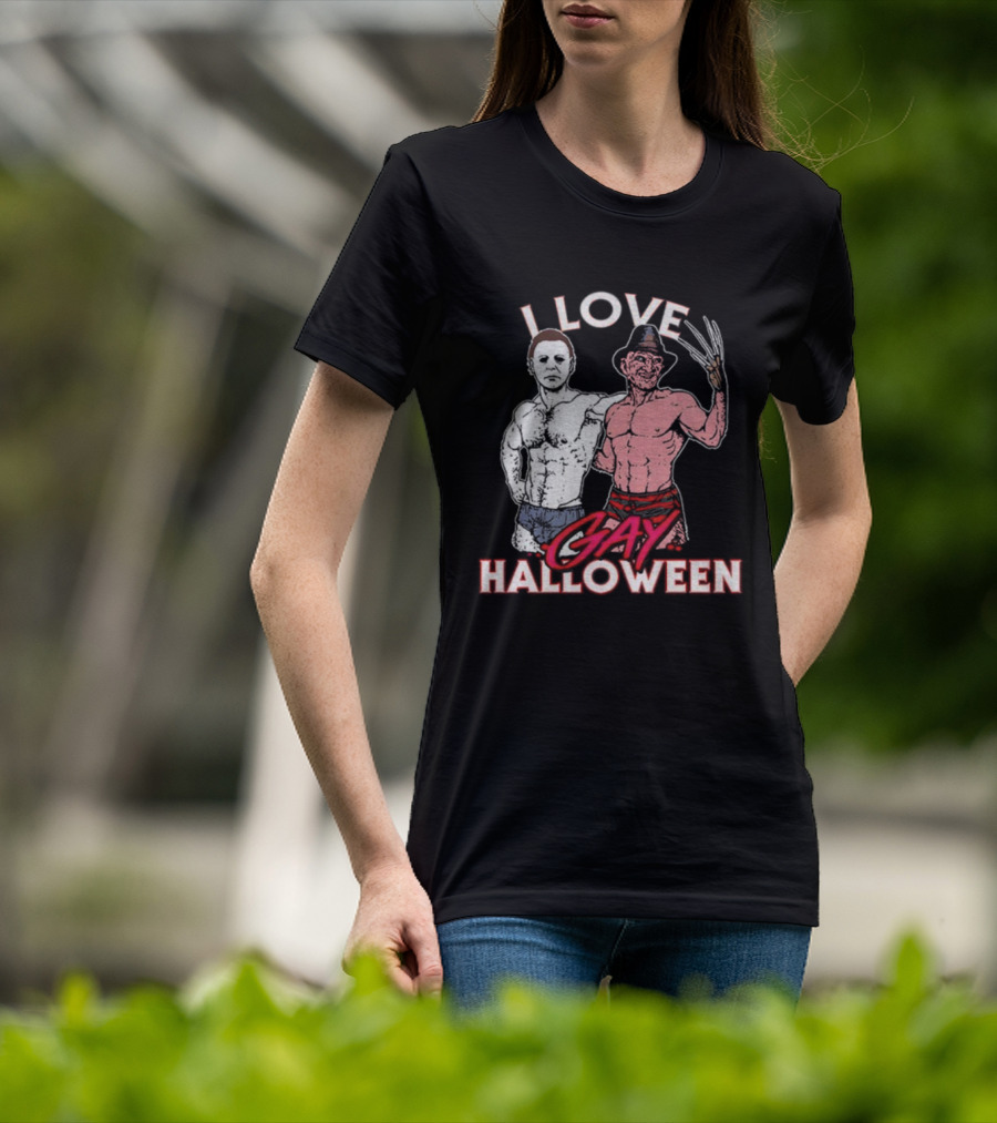 I Love Gay Halloween Michael Myers Freddy Krueger T-Shirt