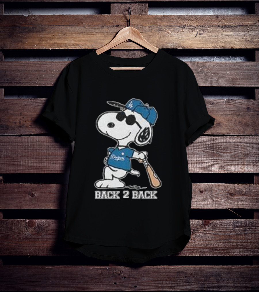 Snoopy Dodgers Back 2 Back Baseball Champion T-Shirt