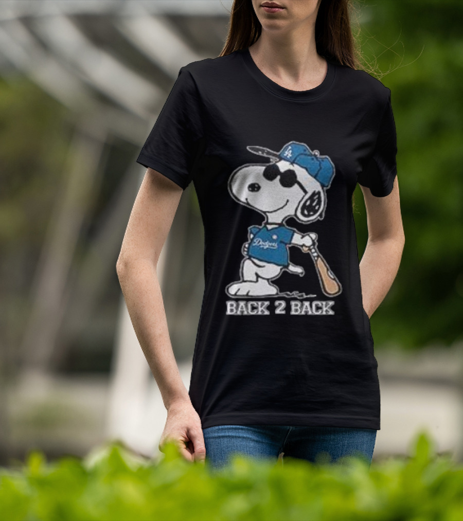 Snoopy Dodgers Back 2 Back Baseball Champion T-Shirt