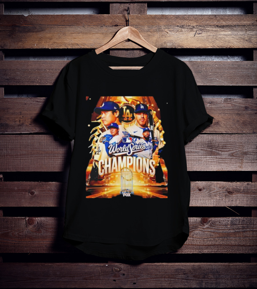 Los Angeles Dodgers 2025 World Series Champions MLB Logo Fox Sports Coverage T-Shirt