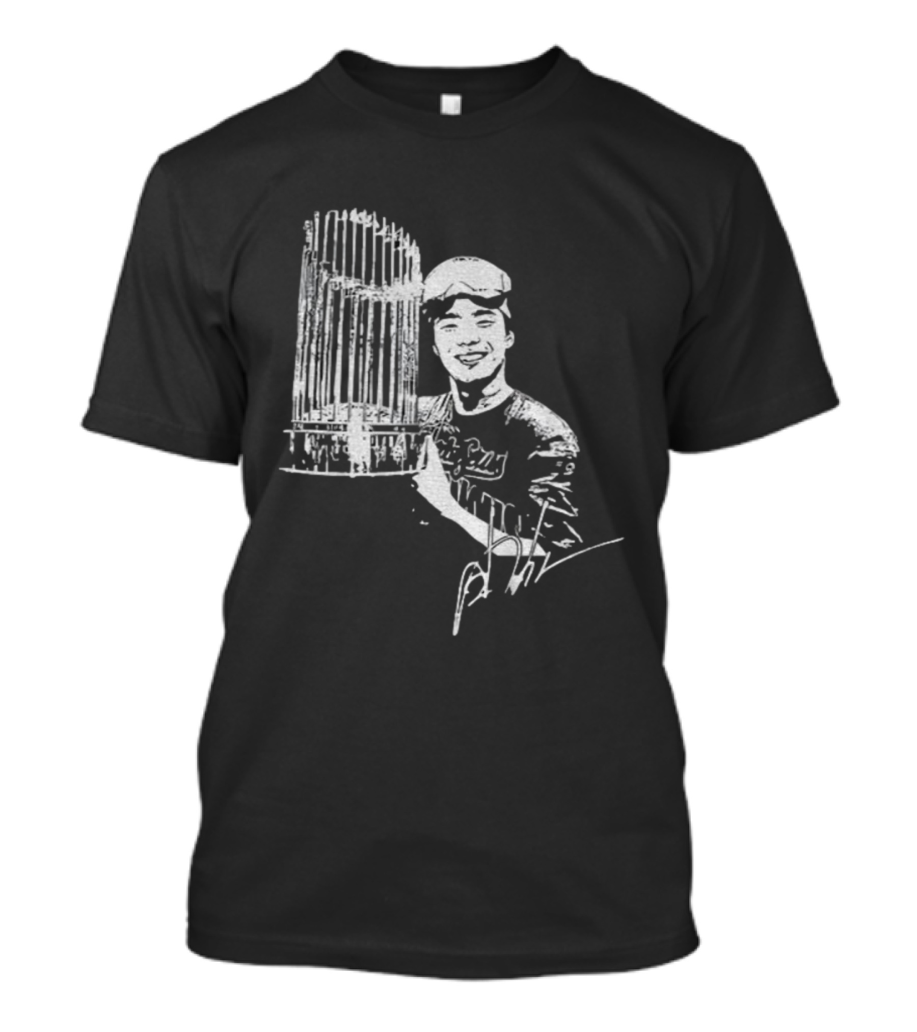 Yoshinobu Yamamoto MLB Champions Celebration Los Angeles Dodgers Cup Holding Player Signature T-Shirt