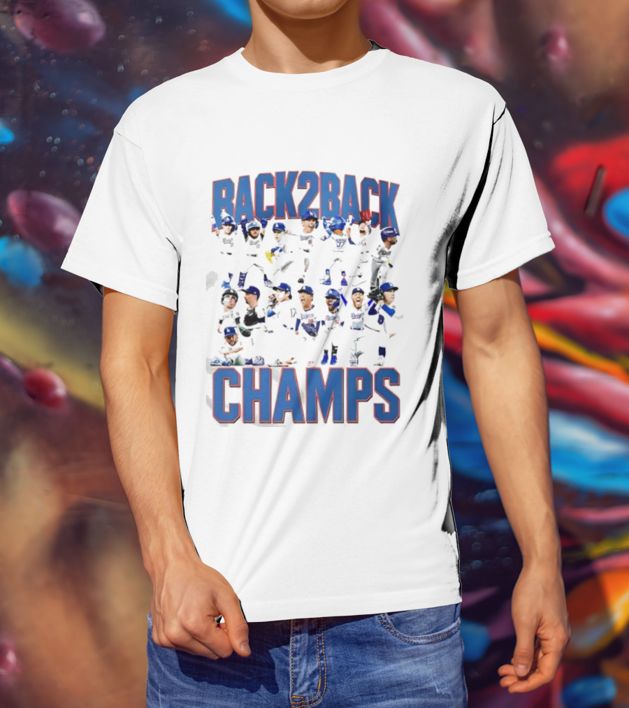 Back 2 Back LA Dodgers Champs Team Celebration T-Shirt