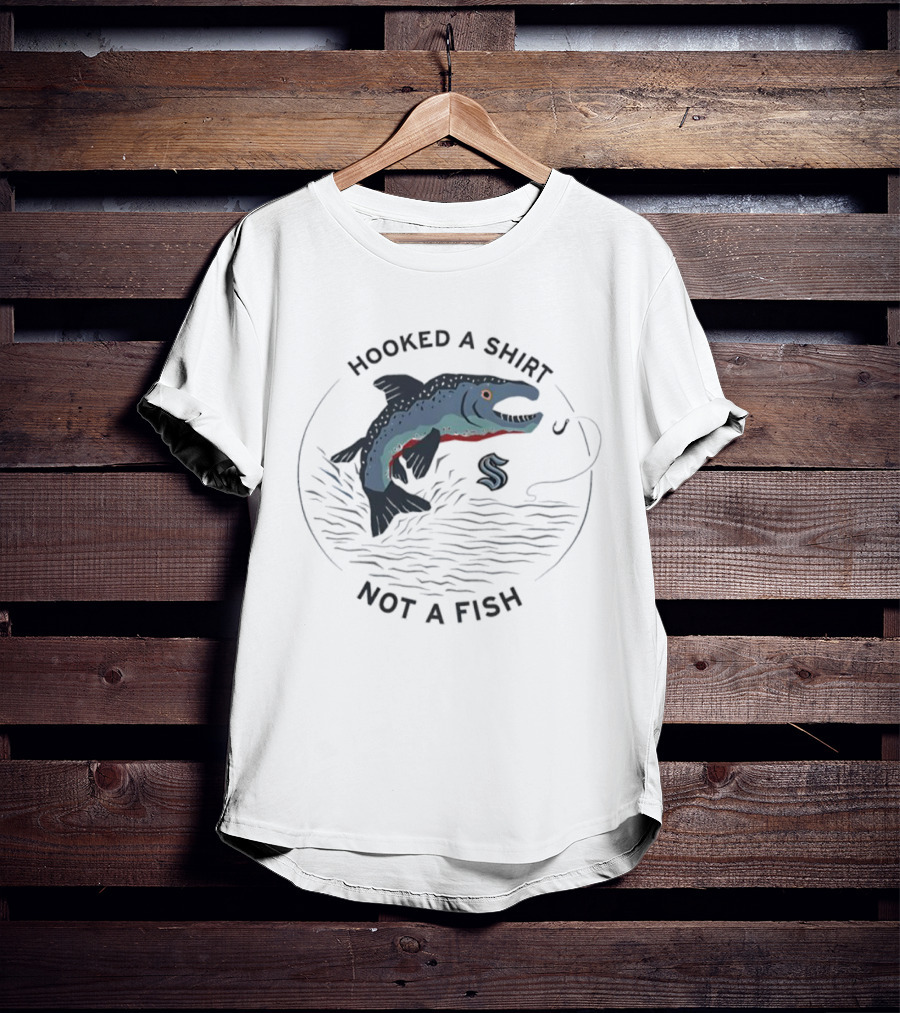 Hooked A Not A Fish Catchy Fishing Hook Design T-Shirt