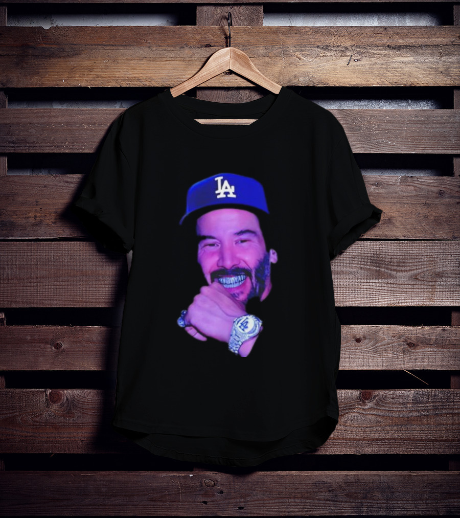 LA Dodgers Keanu Reeves Diamond Grill Bling T-Shirt