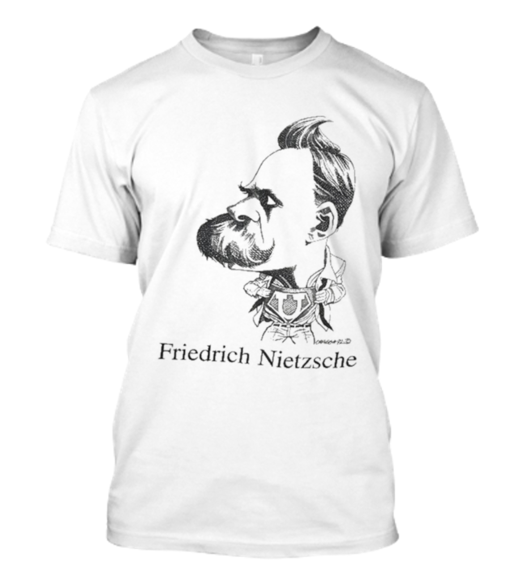 Friedrich Nietzsche Caricature Silhouette Image T-Shirt