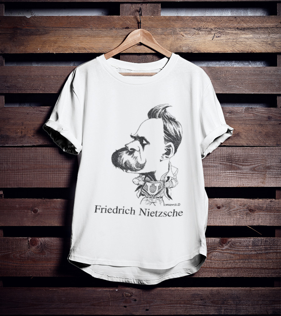 Friedrich Nietzsche Caricature Silhouette Image T-Shirt