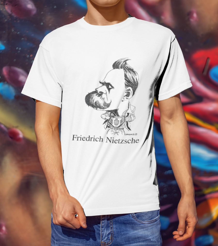 Friedrich Nietzsche Caricature Silhouette Image T-Shirt