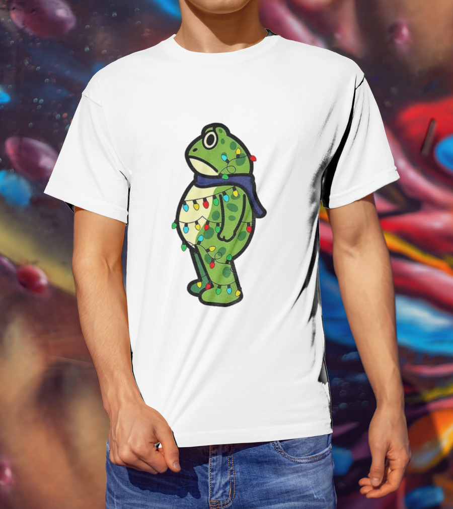 Political Portland Frog Merry Resistmas Christmas Lights Holiday T-Shirt