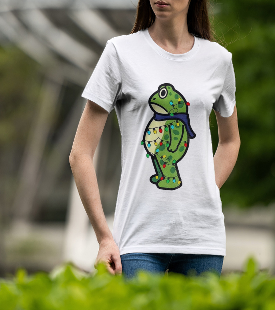 Political Portland Frog Merry Resistmas Christmas Lights Holiday T-Shirt