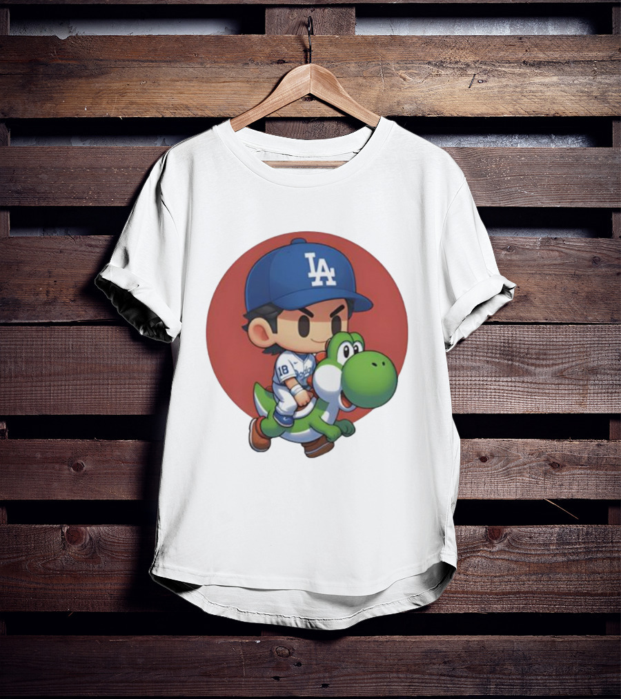 Yoshiiiiiii Natural Top Doyers Dave Yoshinobu LA Baseball Yoshi Riding 18 T-Shirt