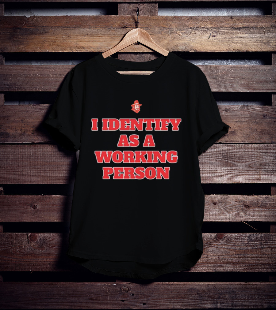 I Identify As A Working Person Red Retro Style Cowboy Symbol T-Shirt