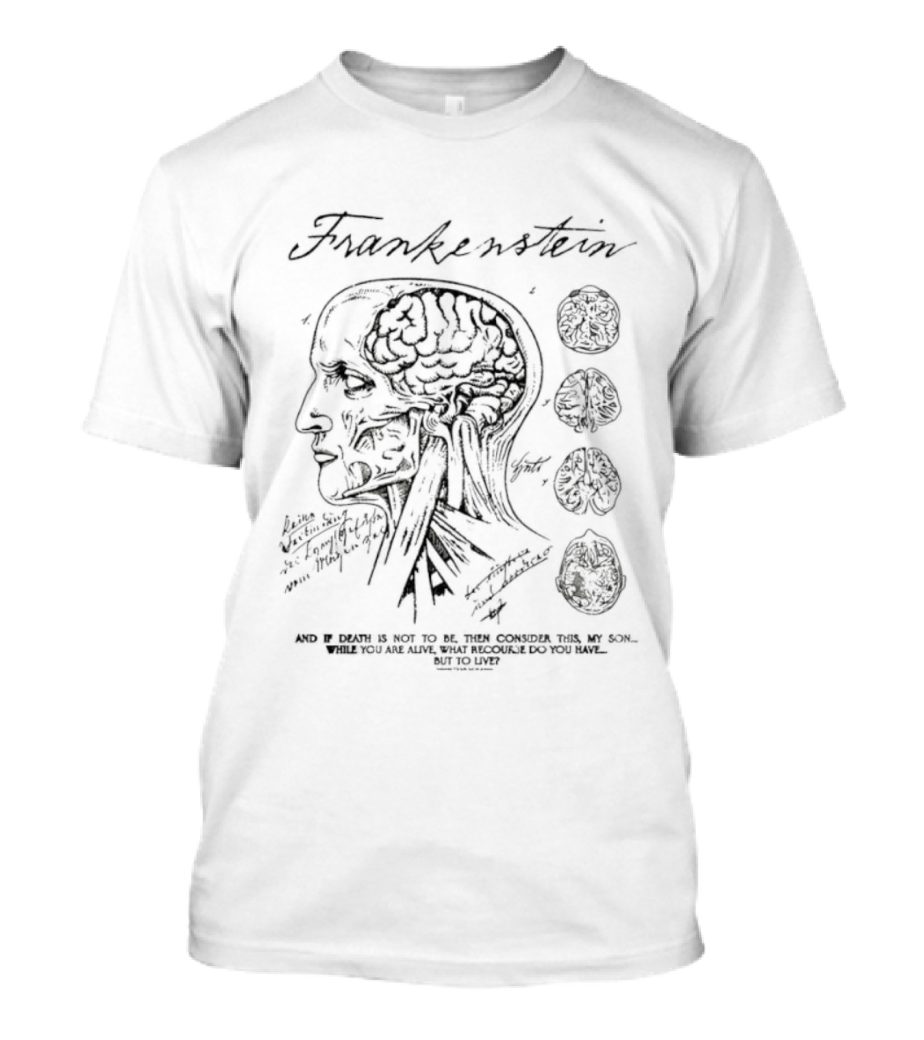 Frankenstein Anatomy Brain Diagram Text T-Shirt