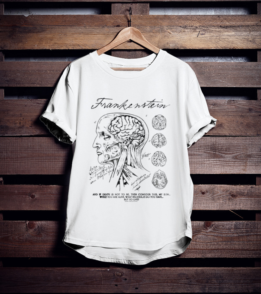 Frankenstein Anatomy Brain Diagram Text T-Shirt
