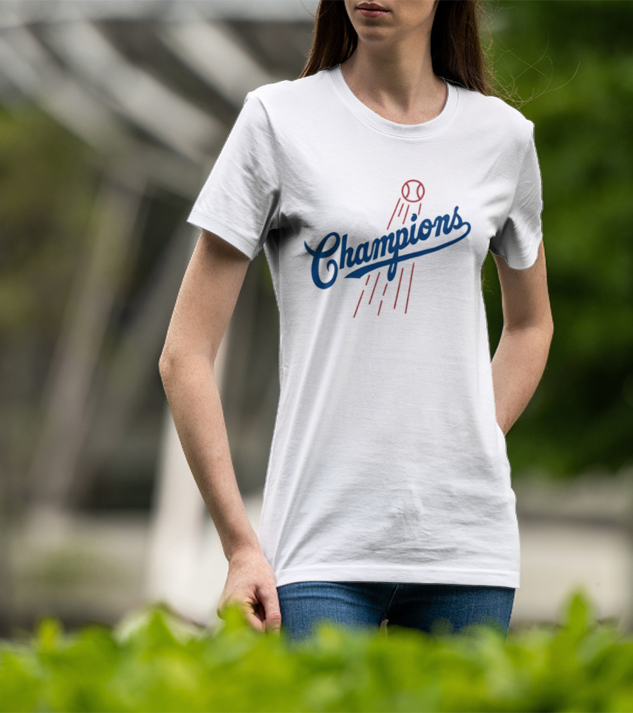 Champions Baseball Red Blue Artistic MLB Style T-Shirt