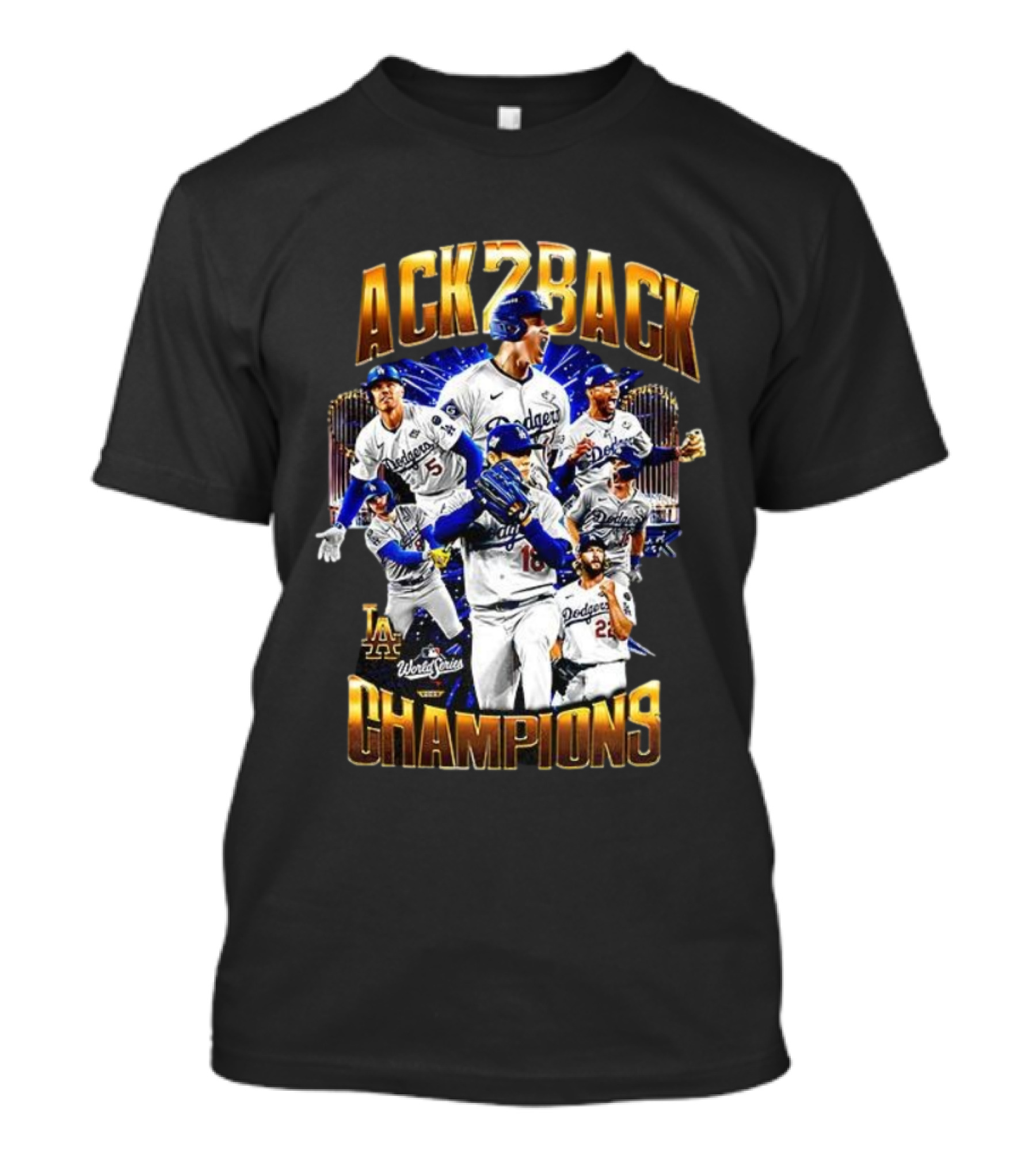 Los Angeles Dodgers World Series Back 2 Back Champions Player Trophy T-Shirt