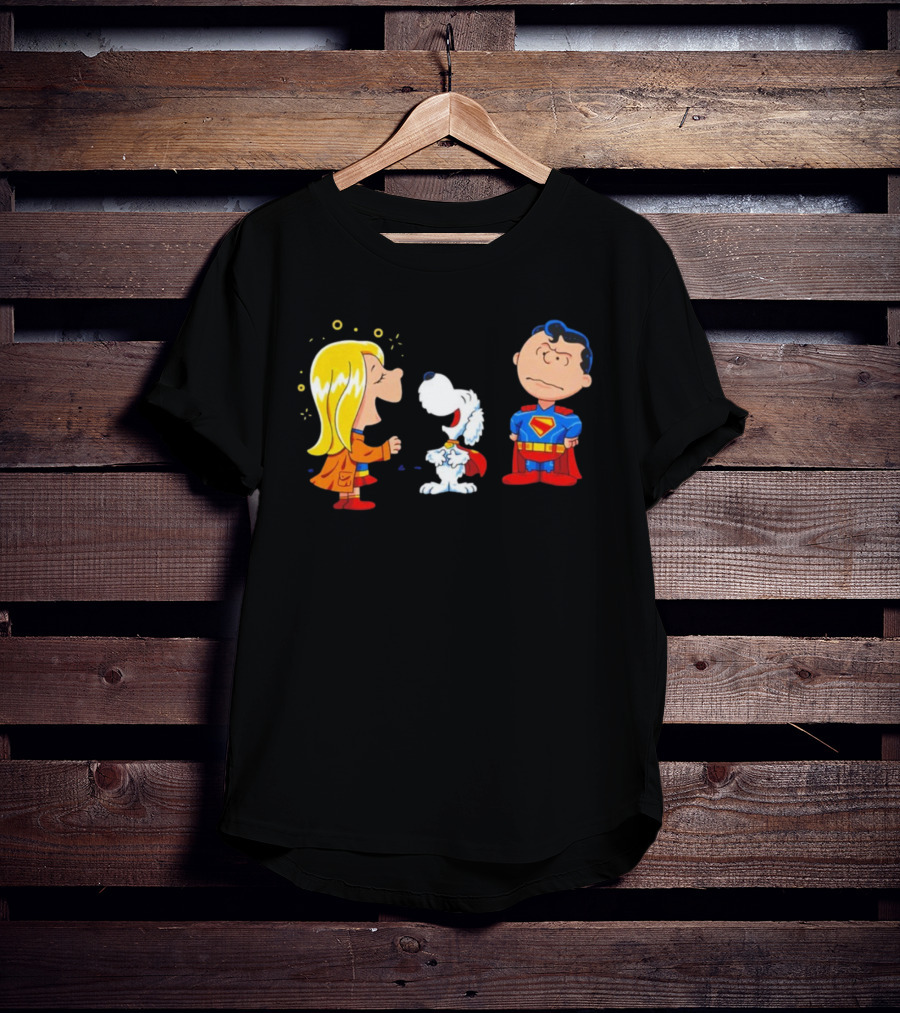 Supergirl Krypto And Superman Peanuts Style Kryptonuts Crossover T-Shirt