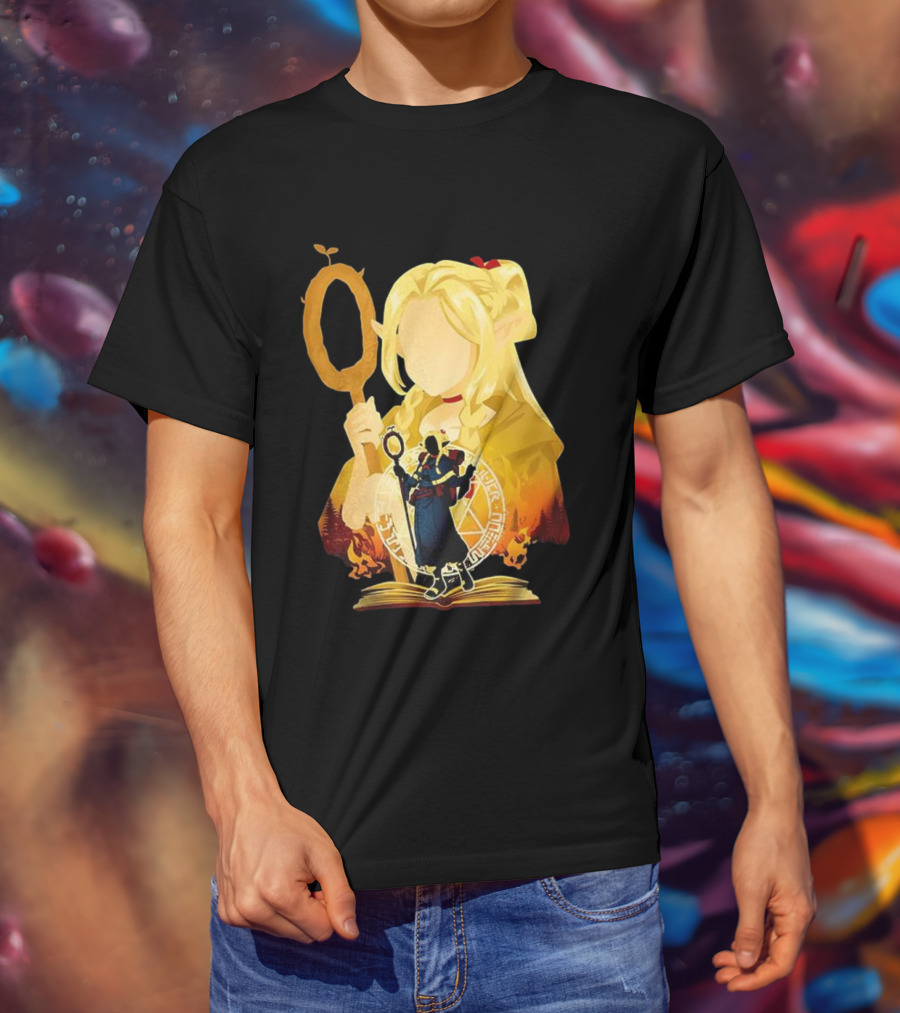 Marcille Donato Delicious In Dungeon Anime Arcane Revival Character With Magic Staff T-Shirt