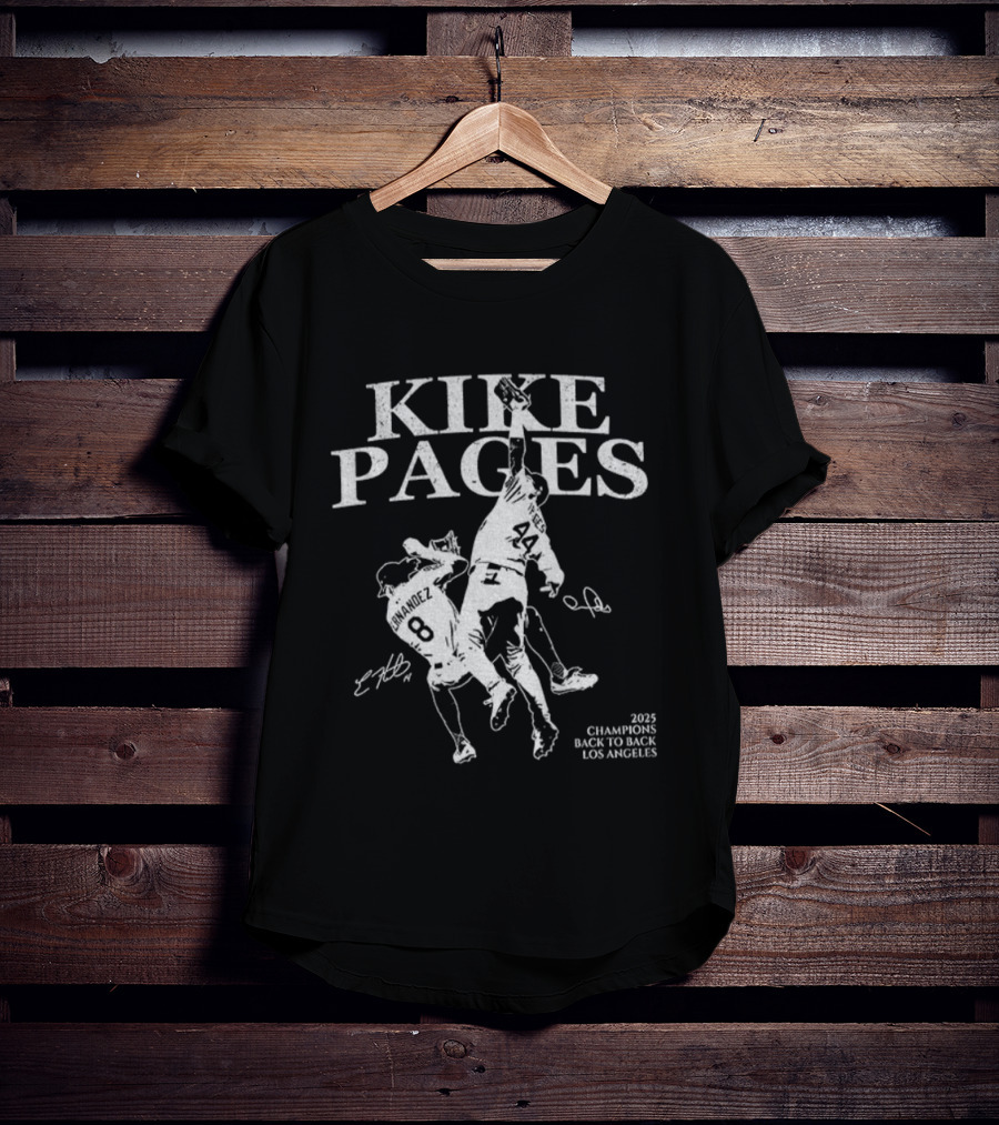 Kike Pages Los Angeles 2025 Champions Back To Back Baseball Signature T-Shirt