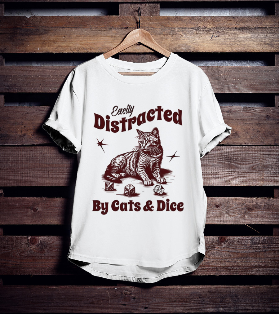 Easily Distracted By Cats And Dice T-Shirt