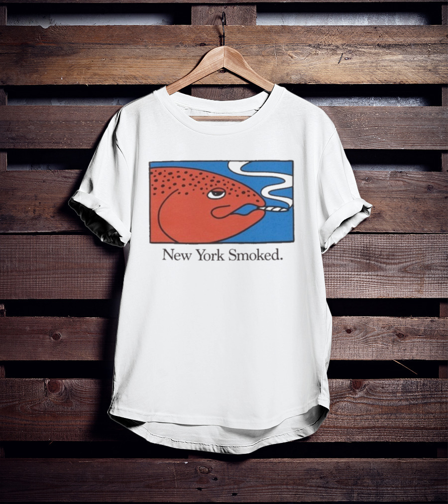 New York Smoked Fish OnlyNY Salmon Illustration Blue Background T-Shirt