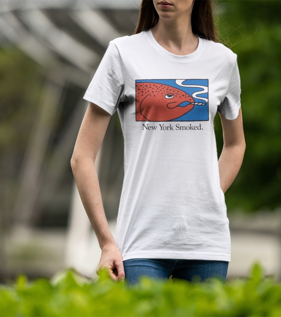 New York Smoked Fish OnlyNY Salmon Illustration Blue Background T-Shirt