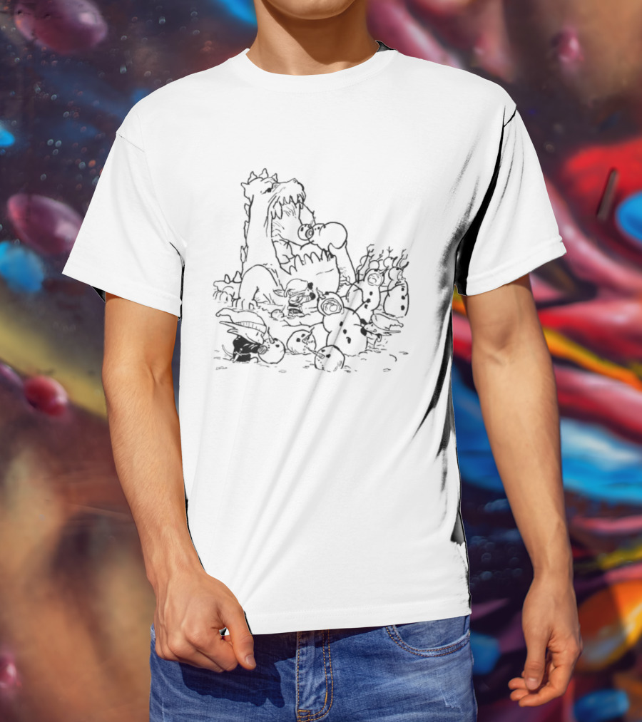 Tarrasque Kobolds Snow Day Christmas Adventure With Snowmen And Reindeer T-Shirt