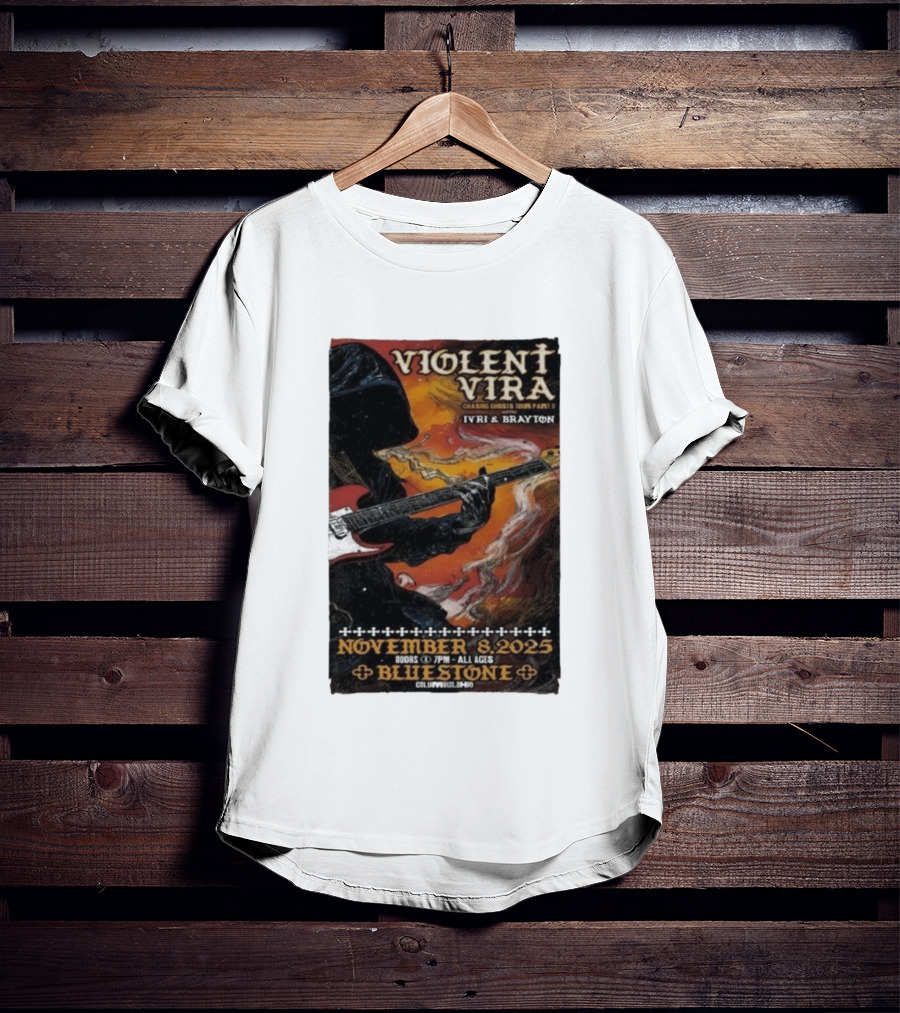 Violent Vira Chasing Ghosts Tour Part II November 8 2025 Bluestone Columbus OH Ivri & Brayton Guitar T-Shirt