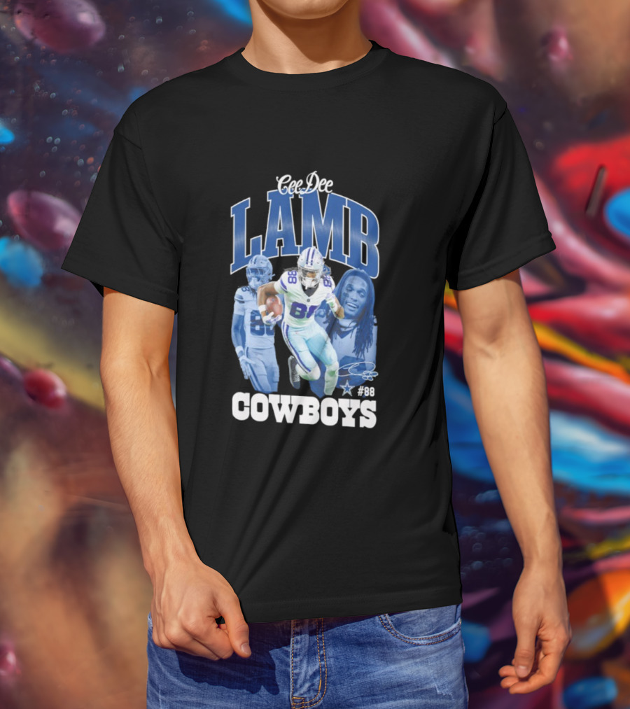 CeeDee Lamb Dallas Cowboys 88 NFL Outerstuff Triple Photo Style T-Shirt