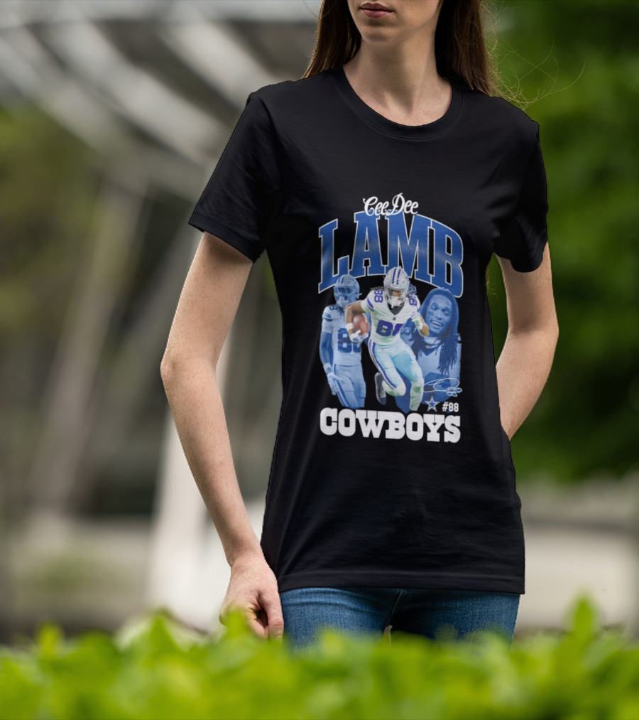 CeeDee Lamb Dallas Cowboys 88 NFL Outerstuff Triple Photo Style T-Shirt