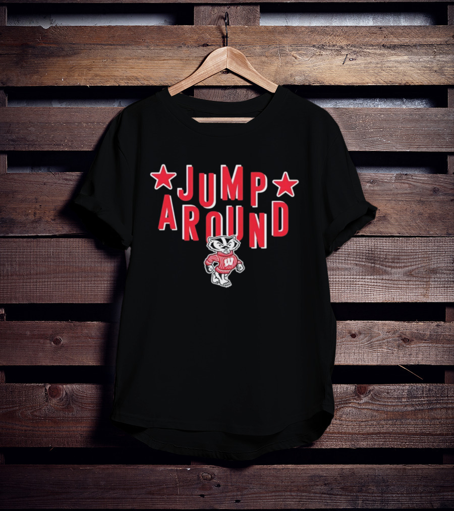 Wisconsin Badgers Jump Around Bucky Badger Stars T-Shirt