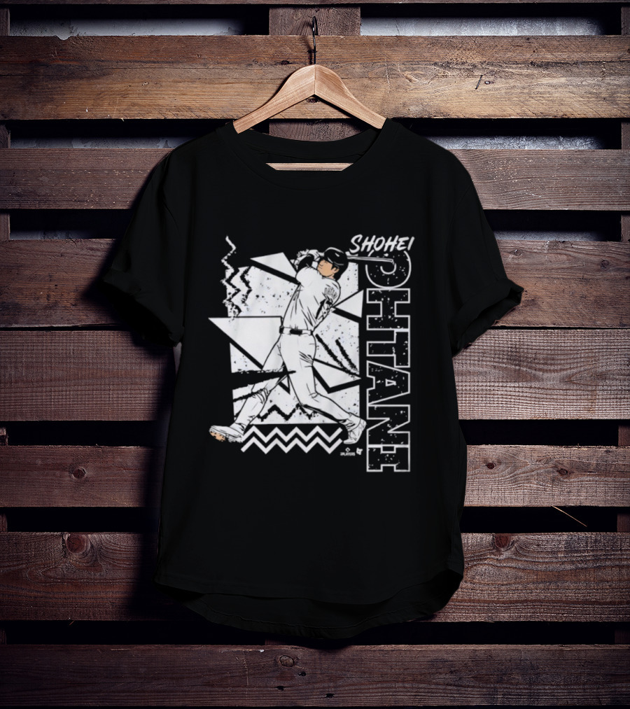 Shohei Ohtani 90s Style Retro Baseball Tribute With Vibrant Geometric Background T-Shirt