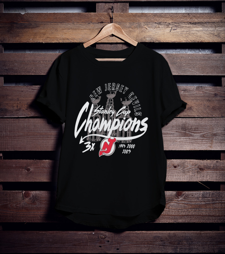 New Jersey Devils 3x Stanley Cup Champions 1995 2000 2003 T-Shirt