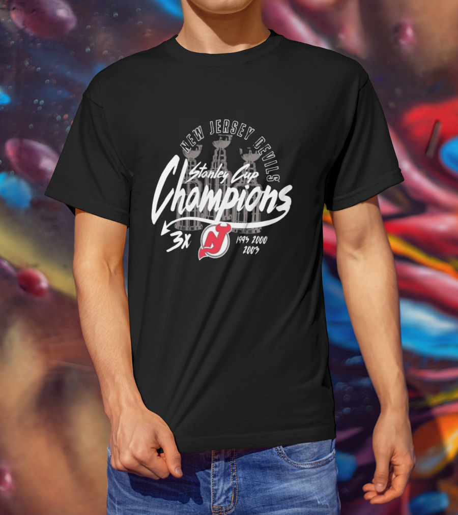 New Jersey Devils 3x Stanley Cup Champions 1995 2000 2003 T-Shirt