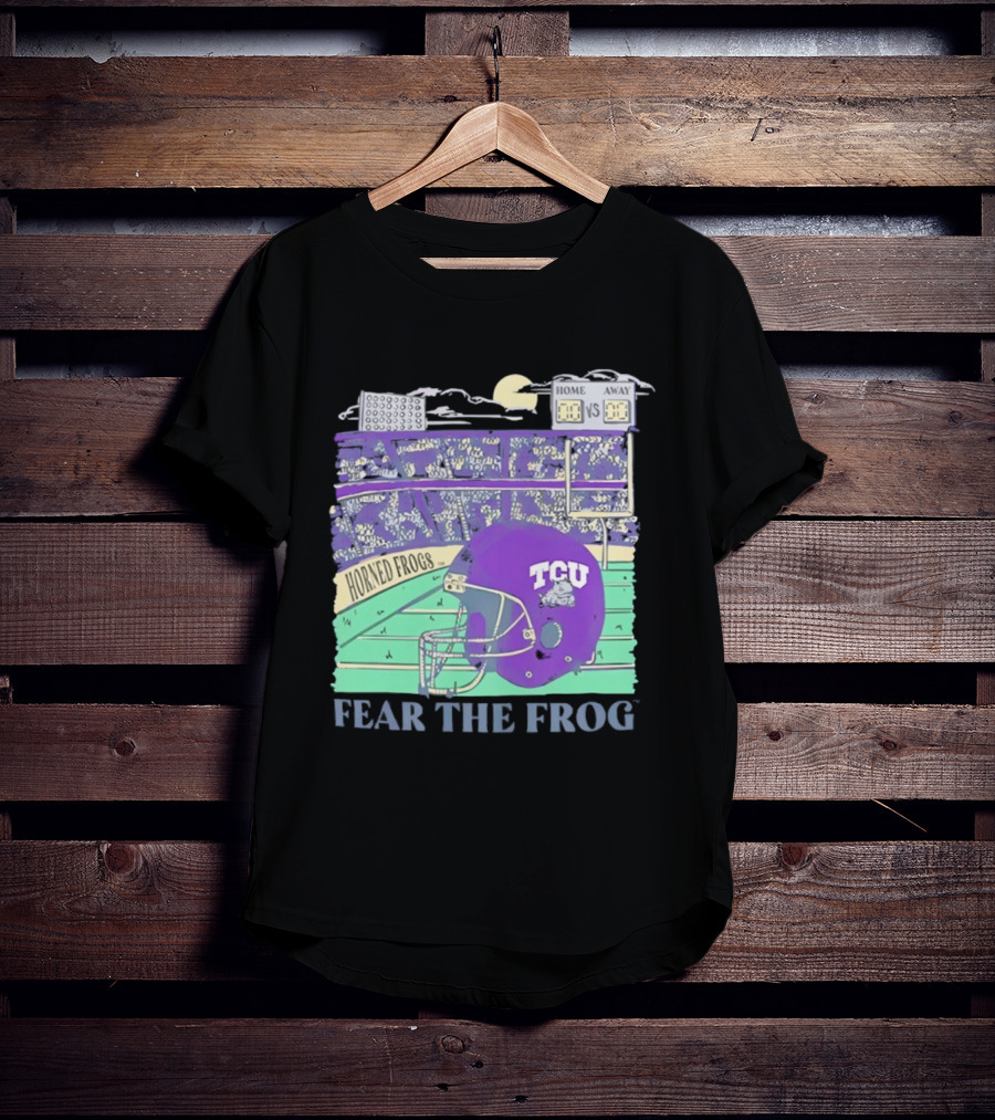 TCU Horned Frogs Football Fear The Frog Helmet Stadium Scene T-Shirt