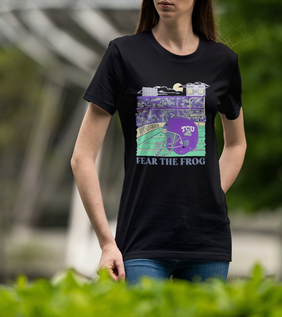 TCU Horned Frogs Football Fear The Frog Helmet Stadium Scene T-Shirt