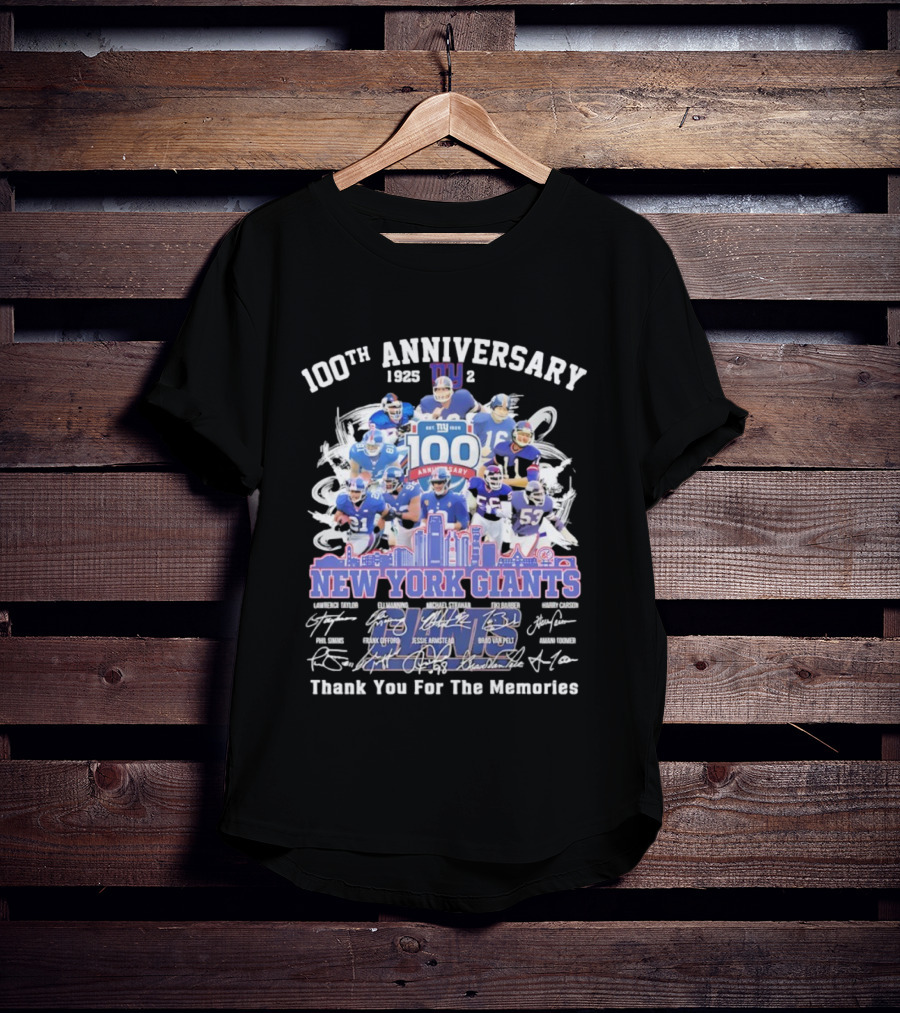 100th Anniversary New York Giants Thank You For The Memories 1925-2025 NFL Legends T-Shirt