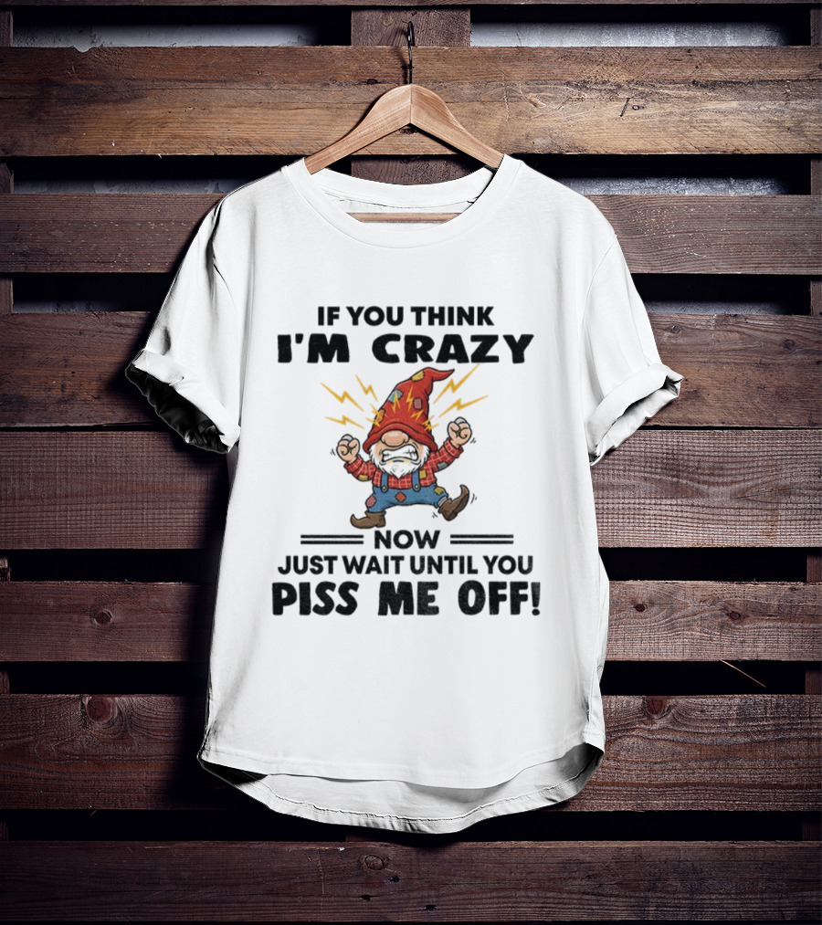If You Think I'm Crazy Now Just Wait Until You Piss Me Off Grumpy Gnome Lightning Hat T-Shirt