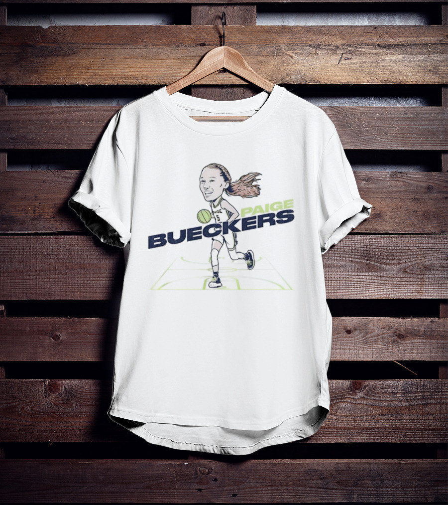 ```Paige Bueckers Cartoon Caricature Dallas Wings WNBA Basketball 2025``` T-Shirt